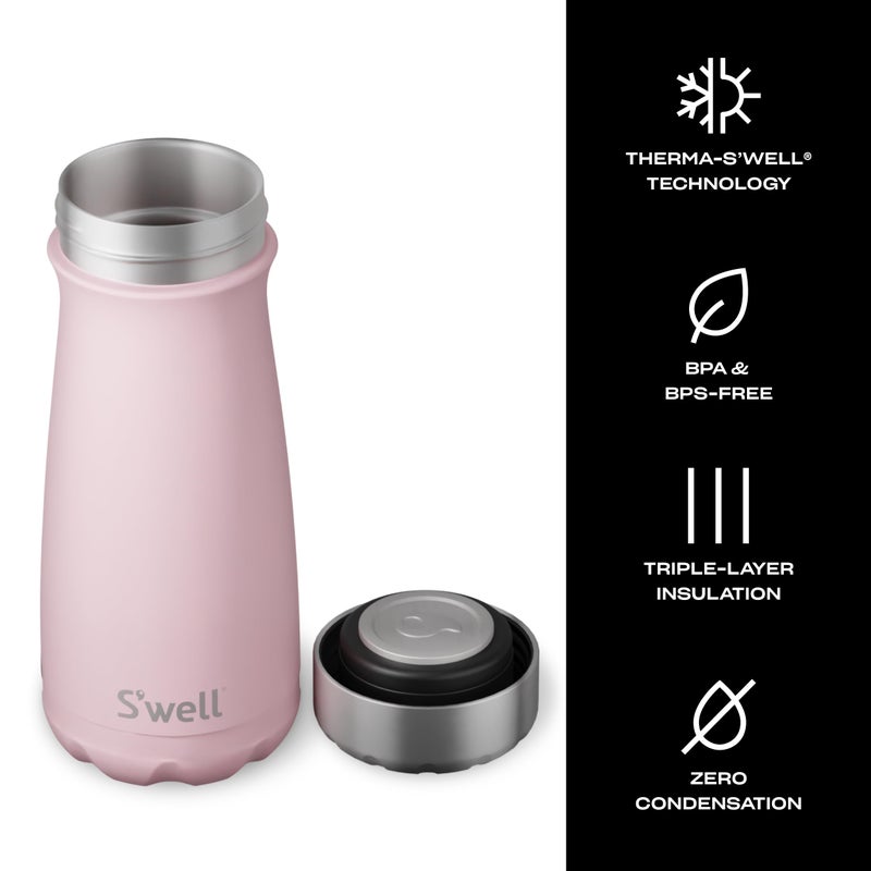 S'well Stainless Steel Traveler, 16oz, Pink Topaz, Triple Layered Vacuum Insulated Containers Keeps Drinks Cold for 24 Hours and Hot for 12, BPA Free, Easy Carrying On the Go - Image 3